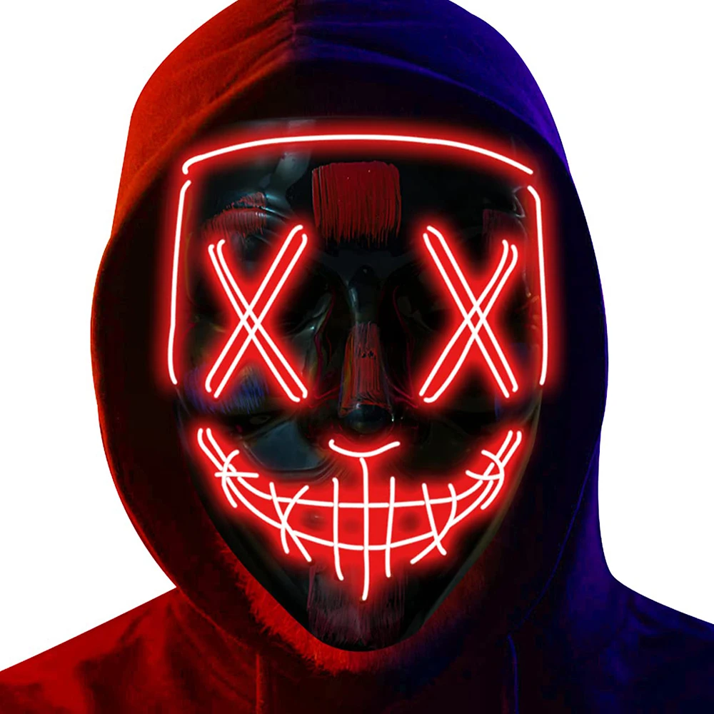 قناع هالوين نيون LED للبالغين  - مراجعة Led Purge Mask Halloween وسعره