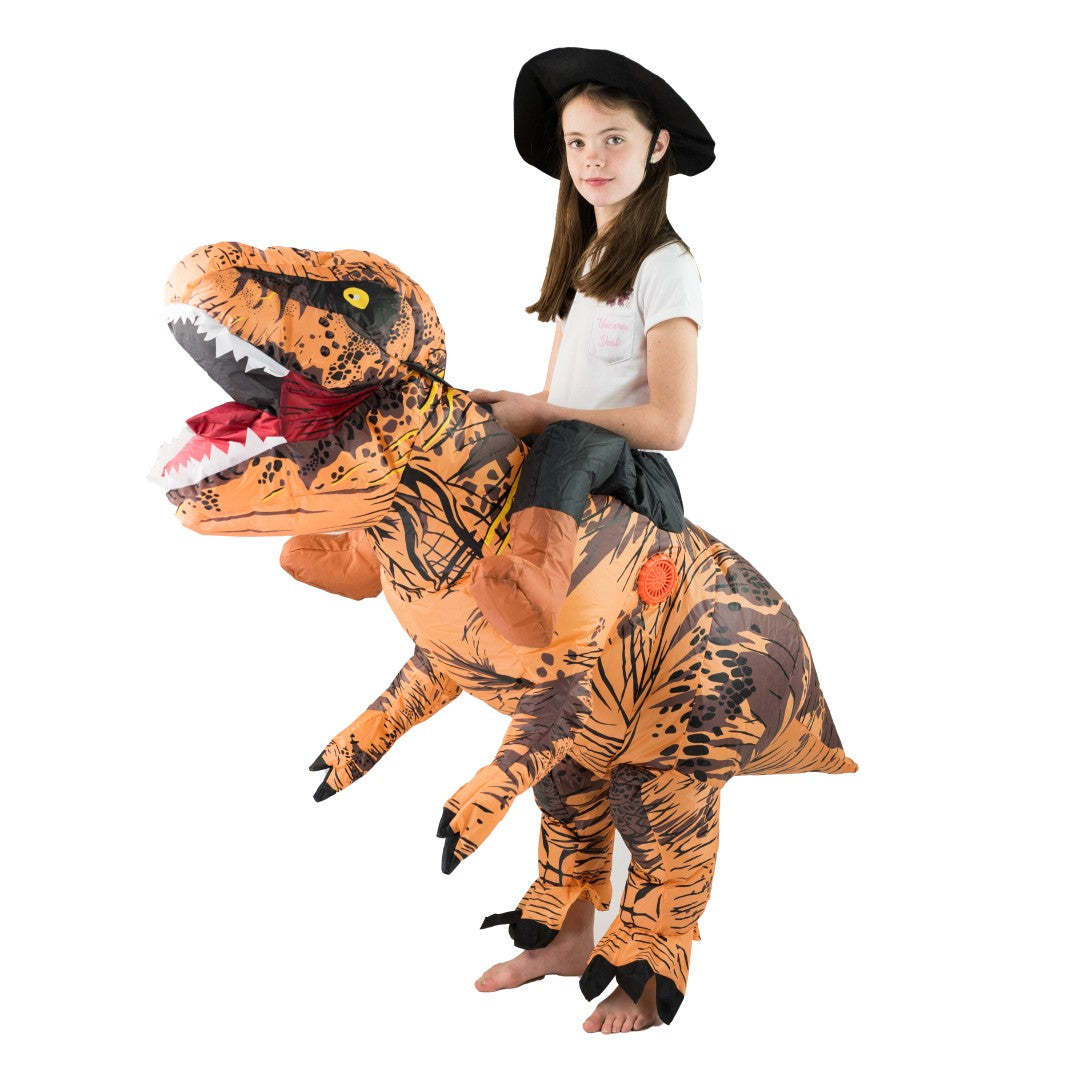 الكبار مضحك ركوب البني ديناصور - مراجعة Inflatable Dinosaur Costume Adult وسعره