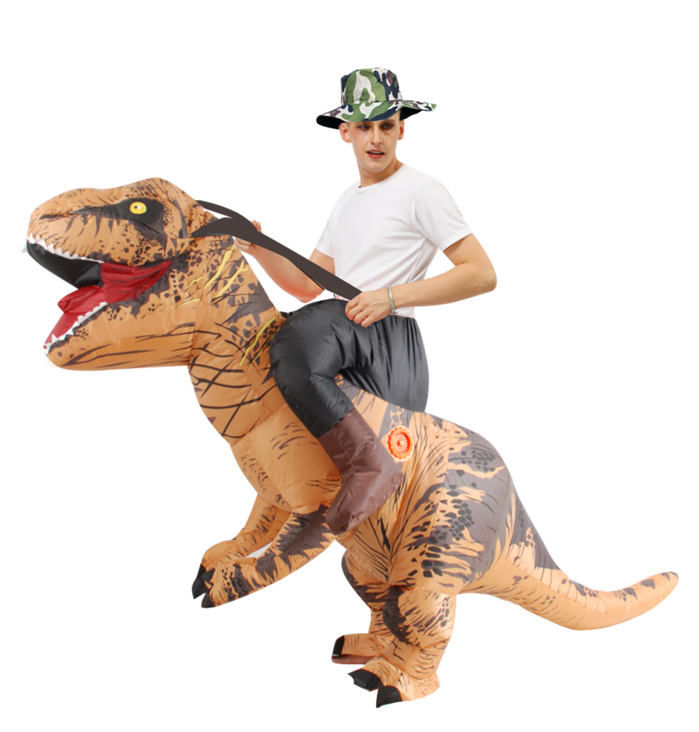 الكبار مضحك ركوب البني ديناصور - مراجعة Inflatable Dinosaur Costume Adult وسعره