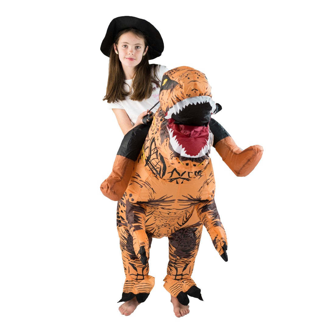الكبار مضحك ركوب البني ديناصور - مراجعة Inflatable Dinosaur Costume Adult وسعره